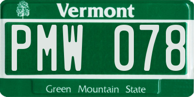 VT license plate PMW078