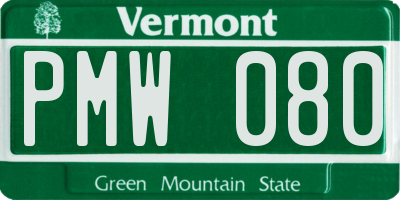 VT license plate PMW080
