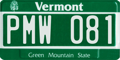 VT license plate PMW081