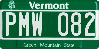 VT license plate PMW082