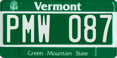 VT license plate PMW087