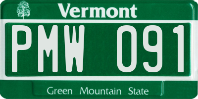 VT license plate PMW091