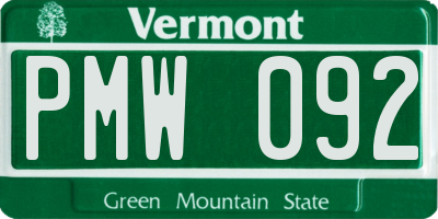 VT license plate PMW092