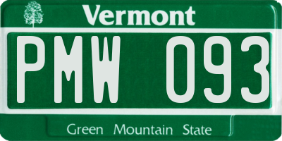 VT license plate PMW093
