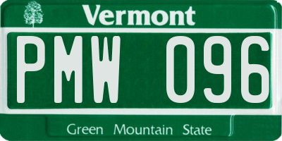 VT license plate PMW096
