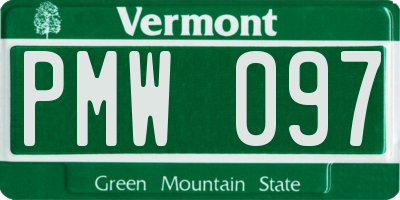 VT license plate PMW097