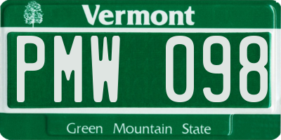VT license plate PMW098