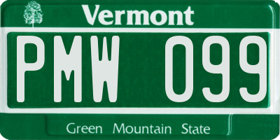 VT license plate PMW099
