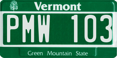 VT license plate PMW103