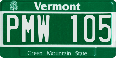 VT license plate PMW105