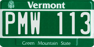 VT license plate PMW113
