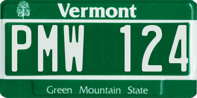 VT license plate PMW124