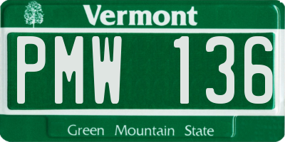 VT license plate PMW136