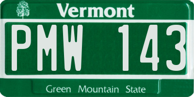 VT license plate PMW143
