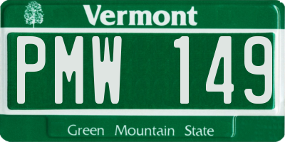 VT license plate PMW149