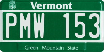 VT license plate PMW153