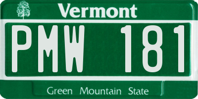 VT license plate PMW181