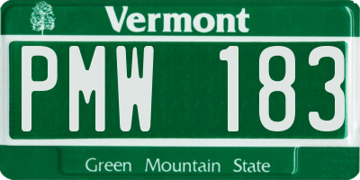 VT license plate PMW183