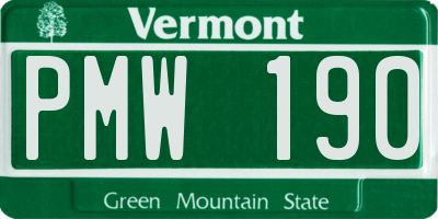 VT license plate PMW190