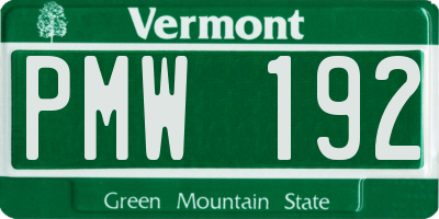 VT license plate PMW192