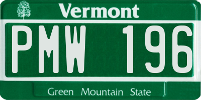 VT license plate PMW196