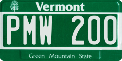VT license plate PMW200