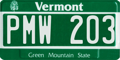 VT license plate PMW203