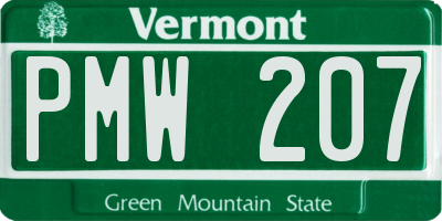 VT license plate PMW207