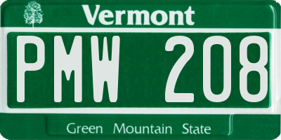 VT license plate PMW208