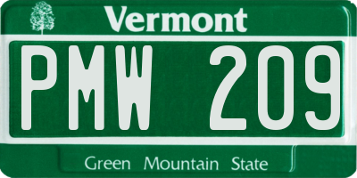 VT license plate PMW209