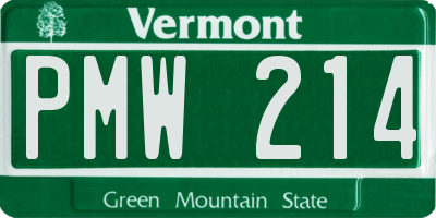 VT license plate PMW214