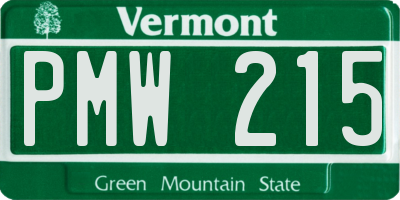 VT license plate PMW215