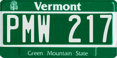 VT license plate PMW217