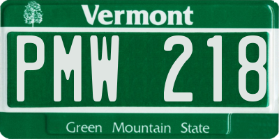 VT license plate PMW218