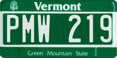 VT license plate PMW219