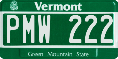 VT license plate PMW222