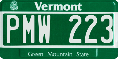 VT license plate PMW223
