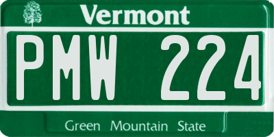 VT license plate PMW224