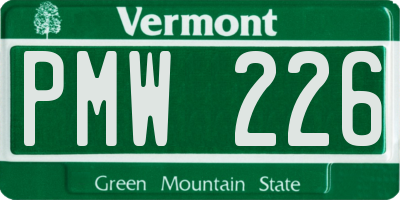 VT license plate PMW226
