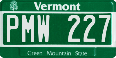 VT license plate PMW227