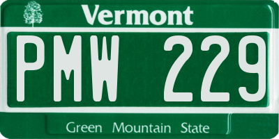 VT license plate PMW229