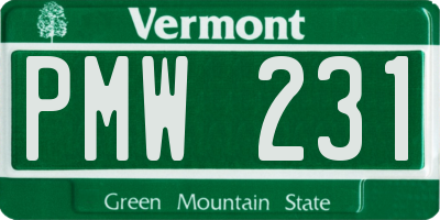 VT license plate PMW231