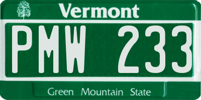 VT license plate PMW233