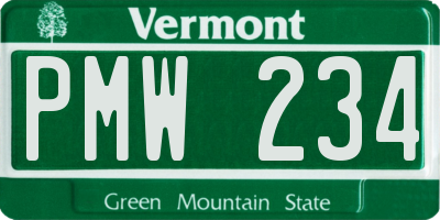 VT license plate PMW234