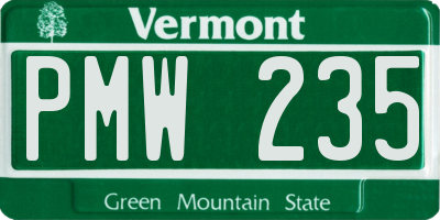 VT license plate PMW235