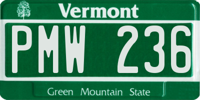 VT license plate PMW236