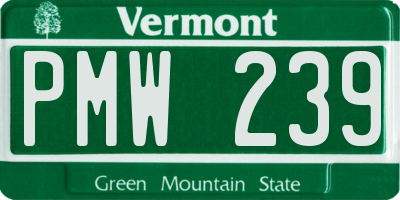 VT license plate PMW239