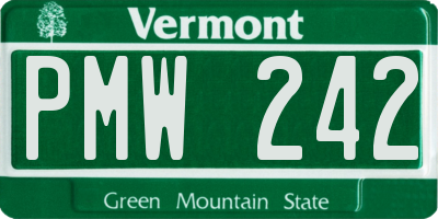 VT license plate PMW242
