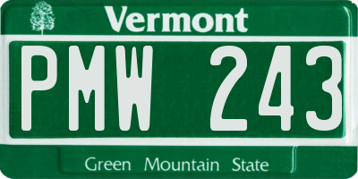VT license plate PMW243