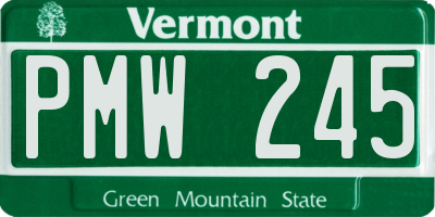 VT license plate PMW245